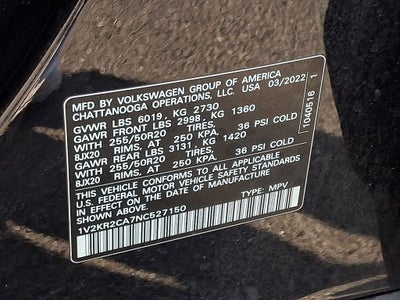 2022 Volkswagen Atlas 3.6L V6 SE w/Technology