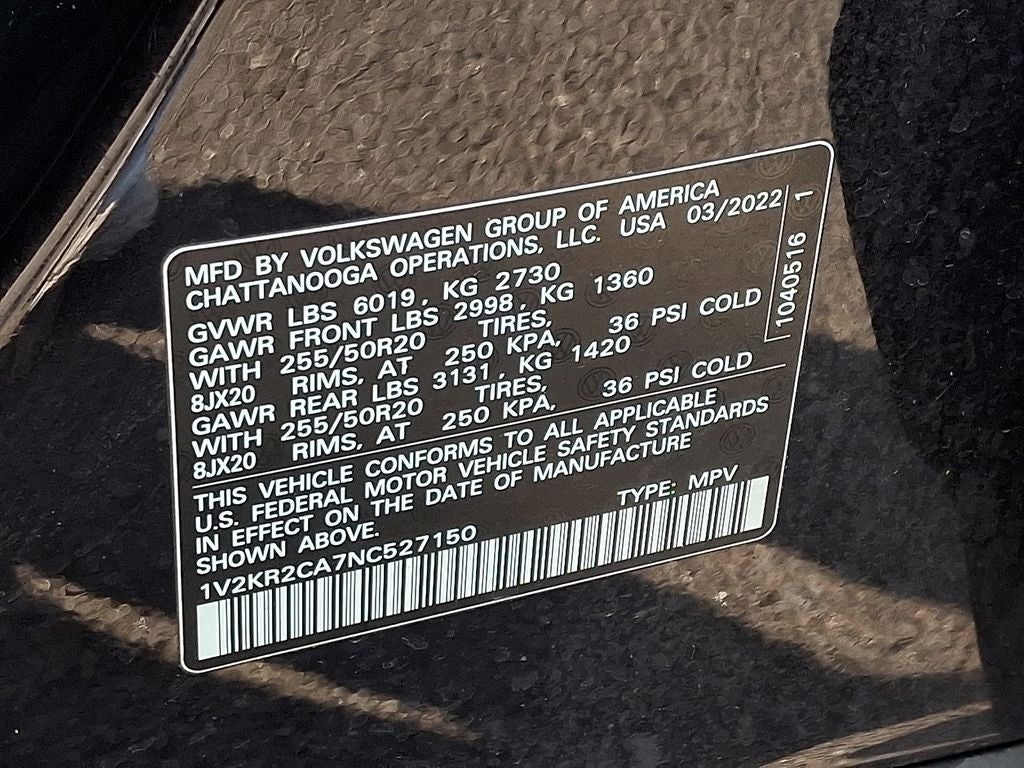 2022 Volkswagen Atlas 3.6L V6 SE w/Technology