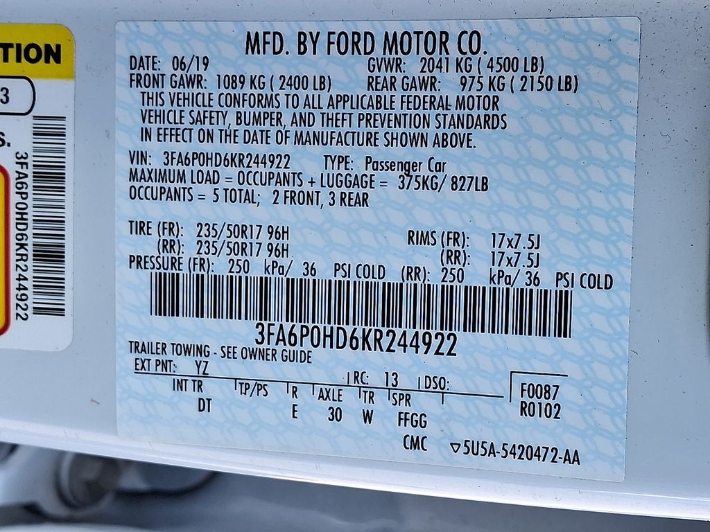 2019 Ford Fusion SE