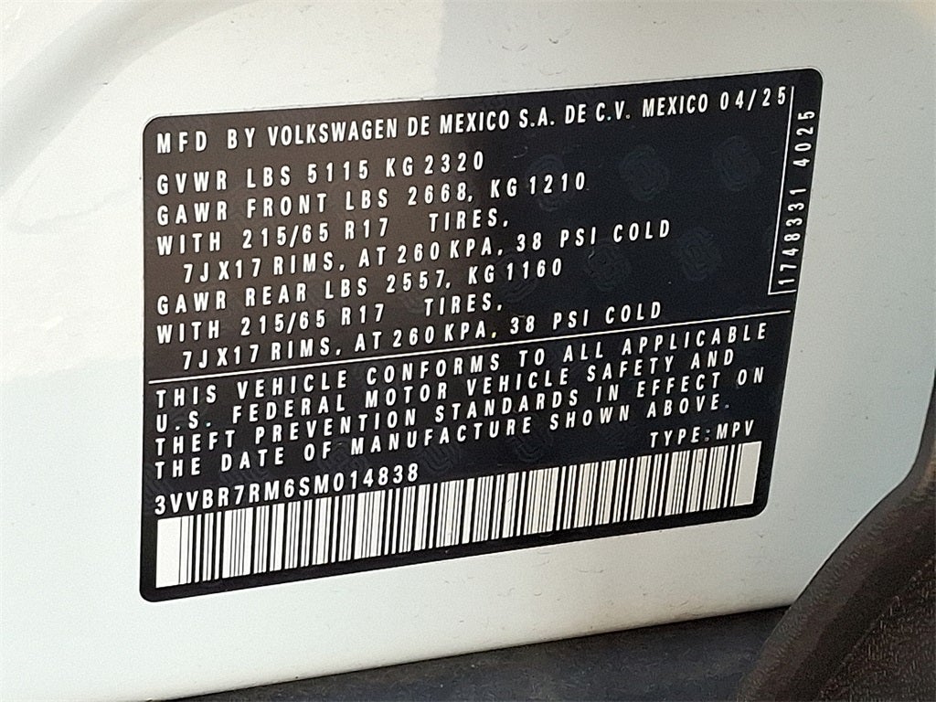 2025 Volkswagen Tiguan 2.0T S
