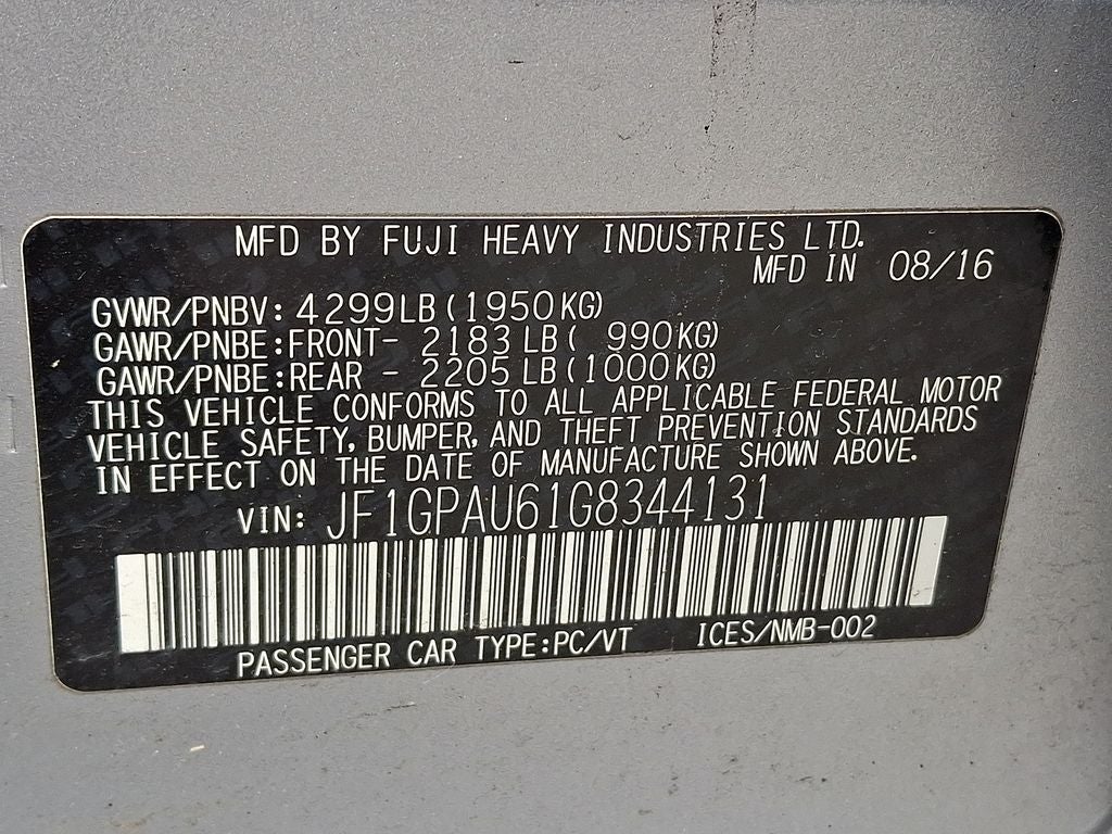 2016 Subaru Impreza 2.0i Sport Limited