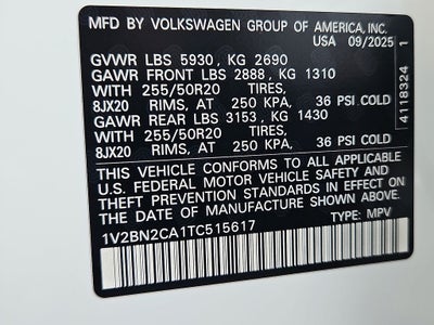 2026 Volkswagen Atlas 2.0T SEL