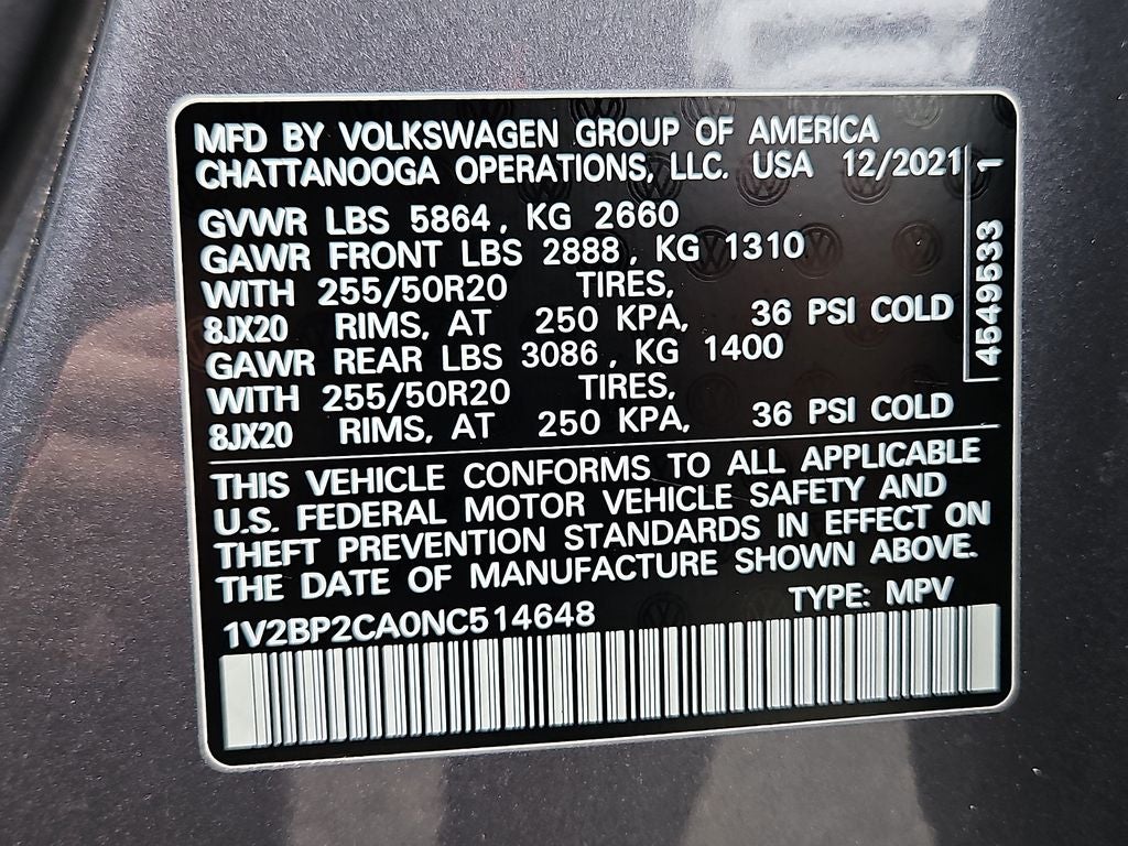 2022 Volkswagen Atlas 2.0T SEL