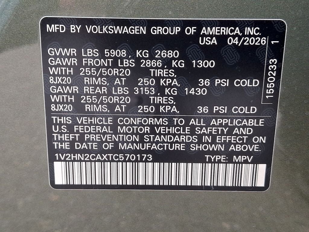 2026 Volkswagen Atlas 2.0T SE w/Technology