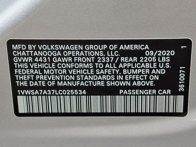 2020 Volkswagen Passat 2.0T SE