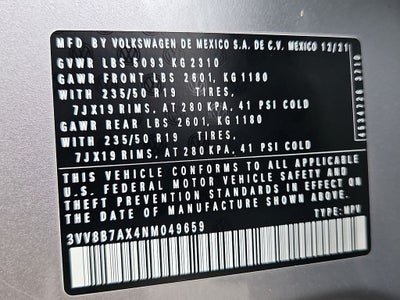 2022 Volkswagen Tiguan 2.0T SE R-Line Black