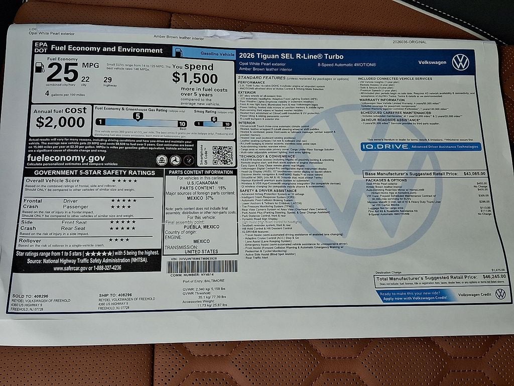 2026 Volkswagen Tiguan 2.0T SEL R-Line Turbo